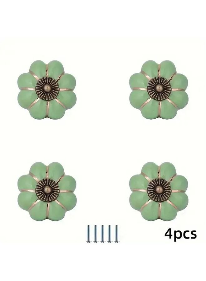 12Pcs Retro Green Pumpkin Ceramic Cabinet Drawer Handles Modern Minimalist Home Wardrobe - Image 5